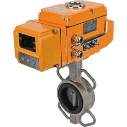 Затвор дисковый поворотный WBV3232N-2W-Fb-H Ду250 Ру16, корпус - нержавеющая сталь 316L, диск - нержавеющая сталь 316L, уплотнение - NBR, с электроприводом QT-N-040EM-B1-220VAC-У1 (0-10В) HARK
