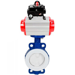 Затвор дисковый поворотный WBV3434Pf-2W-Fb-R Ду250 Ру16 корпус - углеродистая сталь WCB, диск - углеродистая сталь WCB, футерованный PTFE, уплотнение - PTFE, с пневмоприводом PA-DA-130 и БКВ APL-410N EX