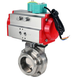 Затвор дисковый поворотный кламповый WBV3131E-2W-C-H Ду15 Ру10 корпус - пищевая нержавеющая сталь 304, уплотнение - EPDM, с пневмоприводом PA-DA-052 и магнитным переключателем ALS200D