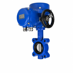 Затвор дисковый поворотный WBV1631E-2W-Fb-H Ду50 Ру16 LUG межфланцевый, корпус - чугун QT450, диск - нержавеющая сталь AISI 304, уплотнение - EPDM, с электроприводом QT-N-005M-O2-220VAC-У1 с моментной муфтой и штурвалом