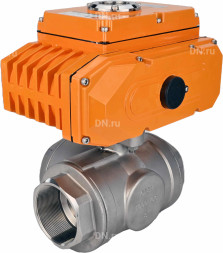 Кран шаровой BV3232P(4pc)-SP-3WT-T-ISO-H Ду15 Ру63 стандартнопроходной T-тип, трехходовой, нержавеющая сталь, внутренняя резьба, уплотнение - PTFE, с эл. приводом E34-N-005EM-O1-220VAC-У1