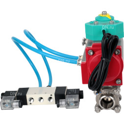Кран шаровой BV3232P(3pc)-FP-W-ISO-H Ду40 Ру40 полнопроходной, корпус - нержавеющая сталь 316, уплотнение - PTFE, под приварку, с пневмоприводом PA-DA-083, пневмораспределителем 4V320-10 AC220V и магнитным переключателем ALS200D