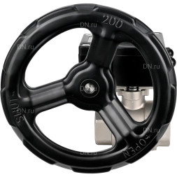 Кран шаровой BV3232P(2pc)-FP-T-ISO-H 3/8″ Ду10 Ру63 полнопроходной двухходовой, нержавеющая сталь SS316, внутренняя резьба, уплотнение - PTFE, с редуктором HAM RQN1-180Z-T40
