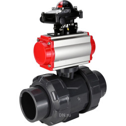 Кран шаровой BV4242E-FP-GRM-ISO Дн32 Ру10 полнопроходной, корпус - НПВХ, шар - НПВХ, уплотнение - EPDM, с пневмоприводом PA-DA-052 и БКВ APL-210N