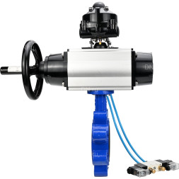 Затвор дисковый поворотный WBV1631E-2W-Fb-H Ду150 Ру16 LUG корпус - чугун QT450, диск - нержавеющая сталь 304, уплотнение - EPDM, с пневмоприводом PA-DA-105-1, пневмораспределителем 4V320-08 AC220V и БКВ APL-510N EX