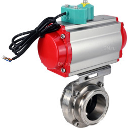 Затвор дисковый поворотный кламповый WBV3131E-2W-C-H Ду25 Ру10 корпус - пищевая нержавеющая сталь 304, уплотнение - EPDM, с пневмоприводом PA-DA-052 и магнитным переключателем ALS200D