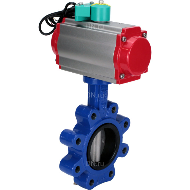 Затвор дисковый поворотный WBV1631N-2W-Fb-H Ду80 Ру16 LUG корпус - чугун QT450, диск - нержавеющая сталь 304, уплотнение - NBR, с пневмоприводом PA-DA-083, пневмораспределителем 4M310-08 AC220V и магнитным переключателем ALS200D в Омске