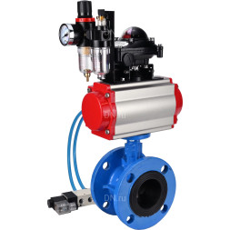 Затвор дисковый поворотный WBV1313E-2W-F-H Ду125 Ру16 фланцевый, корпус - чугун GGG40, диск - чугун GGG40, EPDM, с пневмоприводом PA-DA-130, пневмораспределителем 4V320-10 AC220V, БКВ APL-210N и БПВ AFC2000